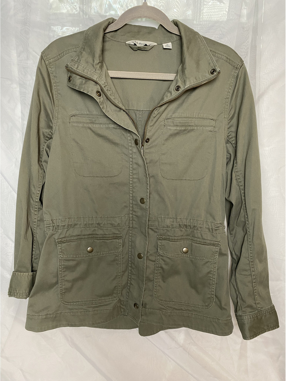 L.L.Bean olive military cargo utility jacket
